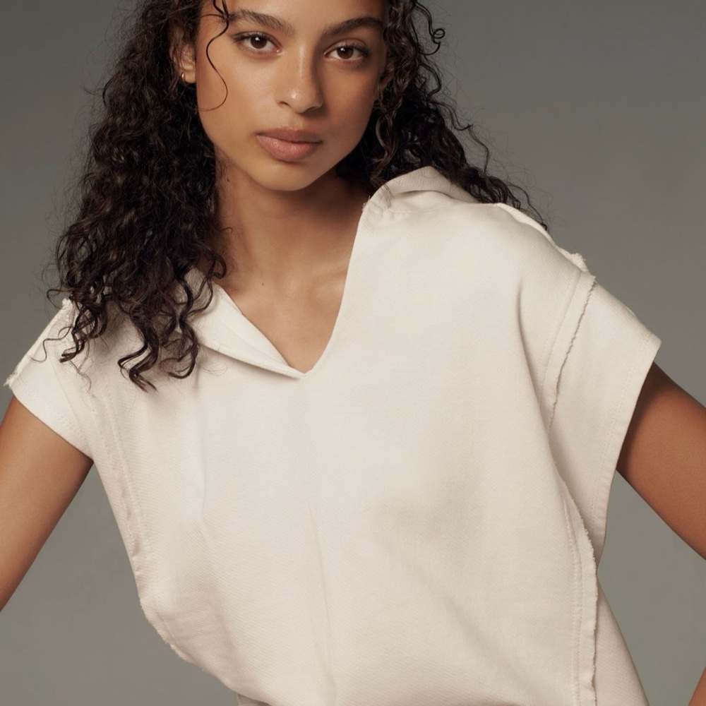 Cream Women's Sleeveless hoodie sweatshirt from Pilcro at Anthropologie